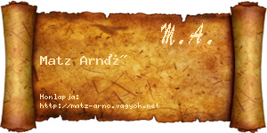 Matz Arnó névjegykártya